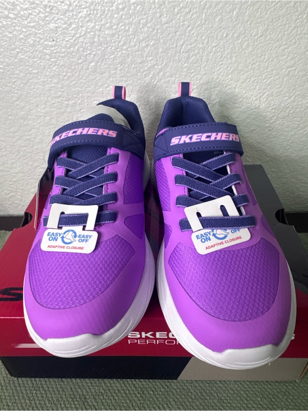 Skechers Kids Purple and Navy Easy On Adaptive Closure Sneakers